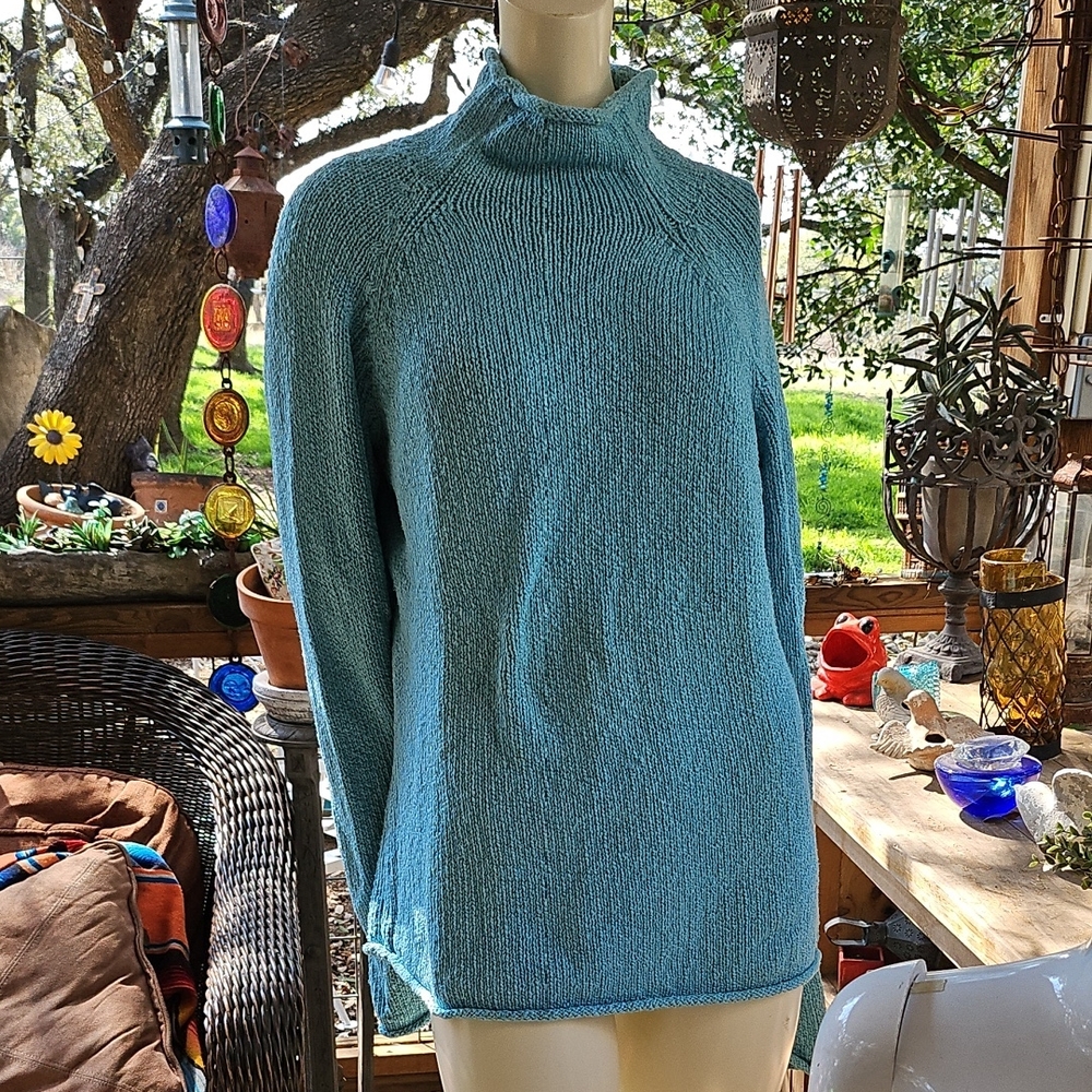 L.L. Bean Blue Turtleneck Sweater